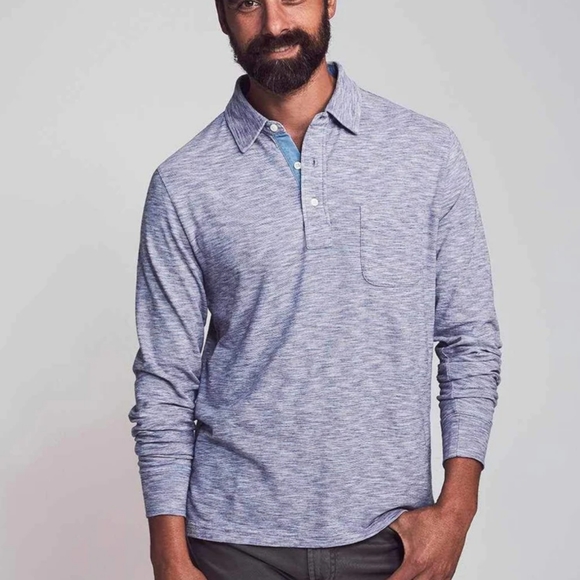Faherty | Shirts | Nwt Faherty Longsleeve Indigo Polo In Dark Red Sun ...
